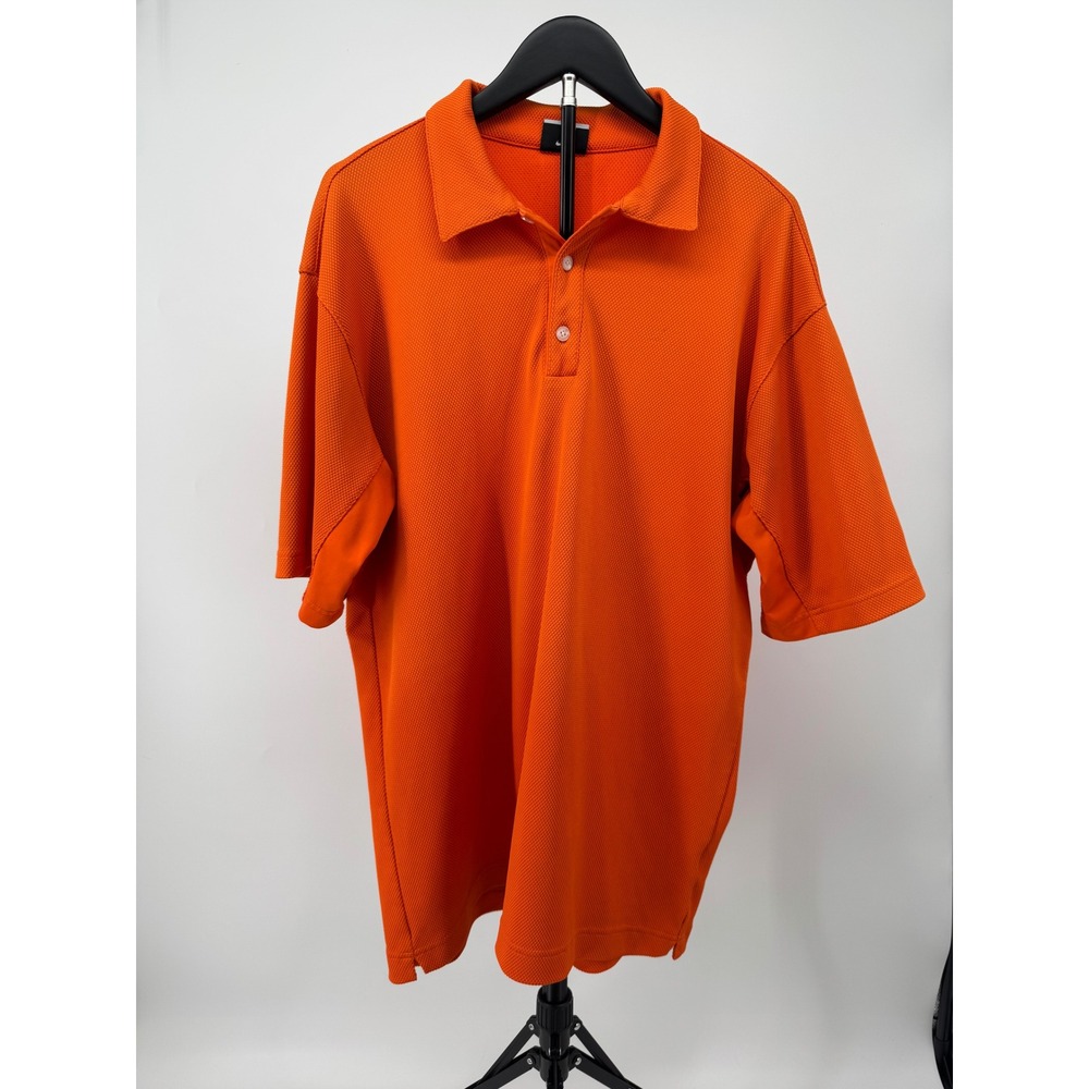 Nike Golf Fit Dry Polo Shirt Large Orange Short Sleeve Textured Knit Top